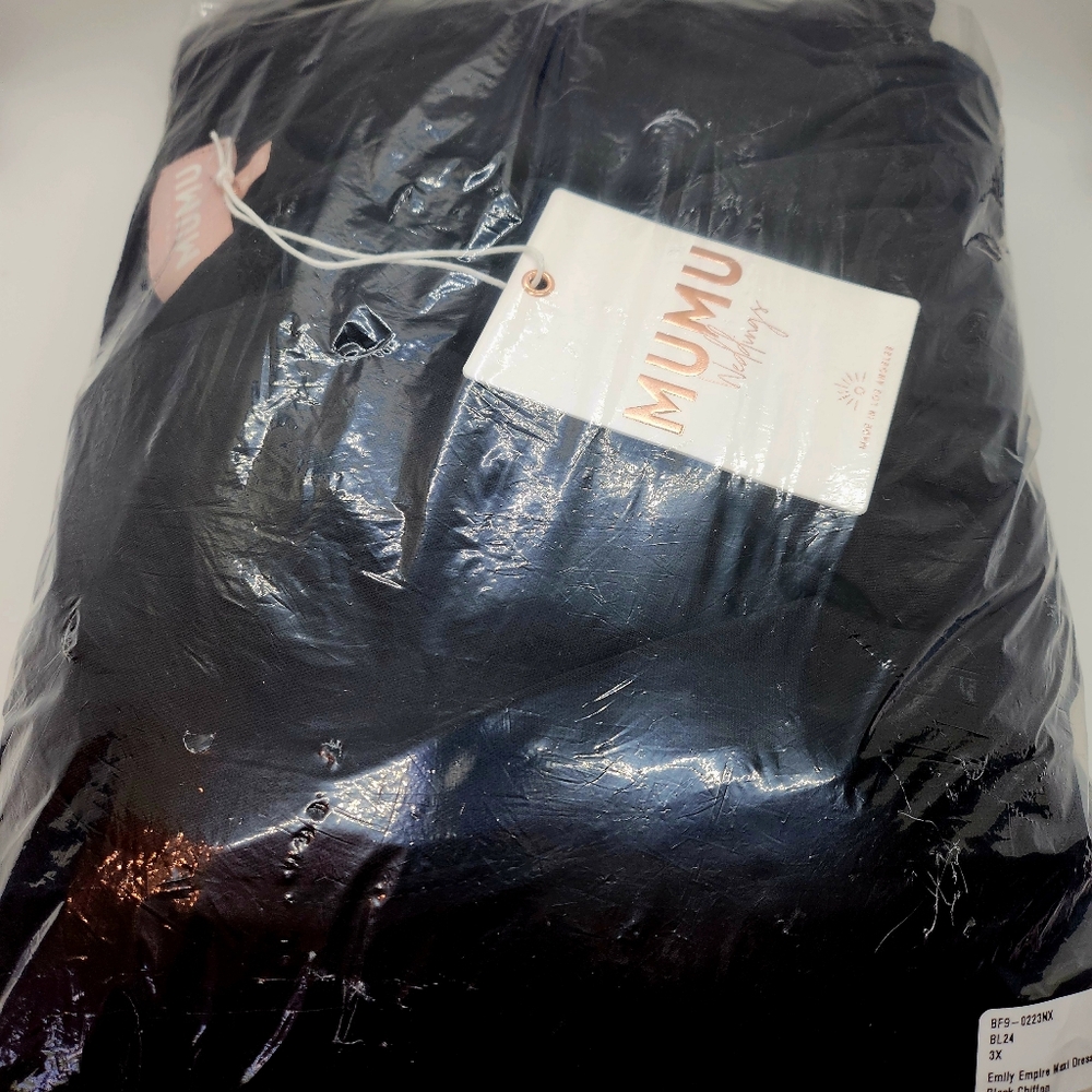 Show Me Your Mumu Emily Empire Maxi Dress Black Chiffon NWT Size 3X - Picture 12 of 12